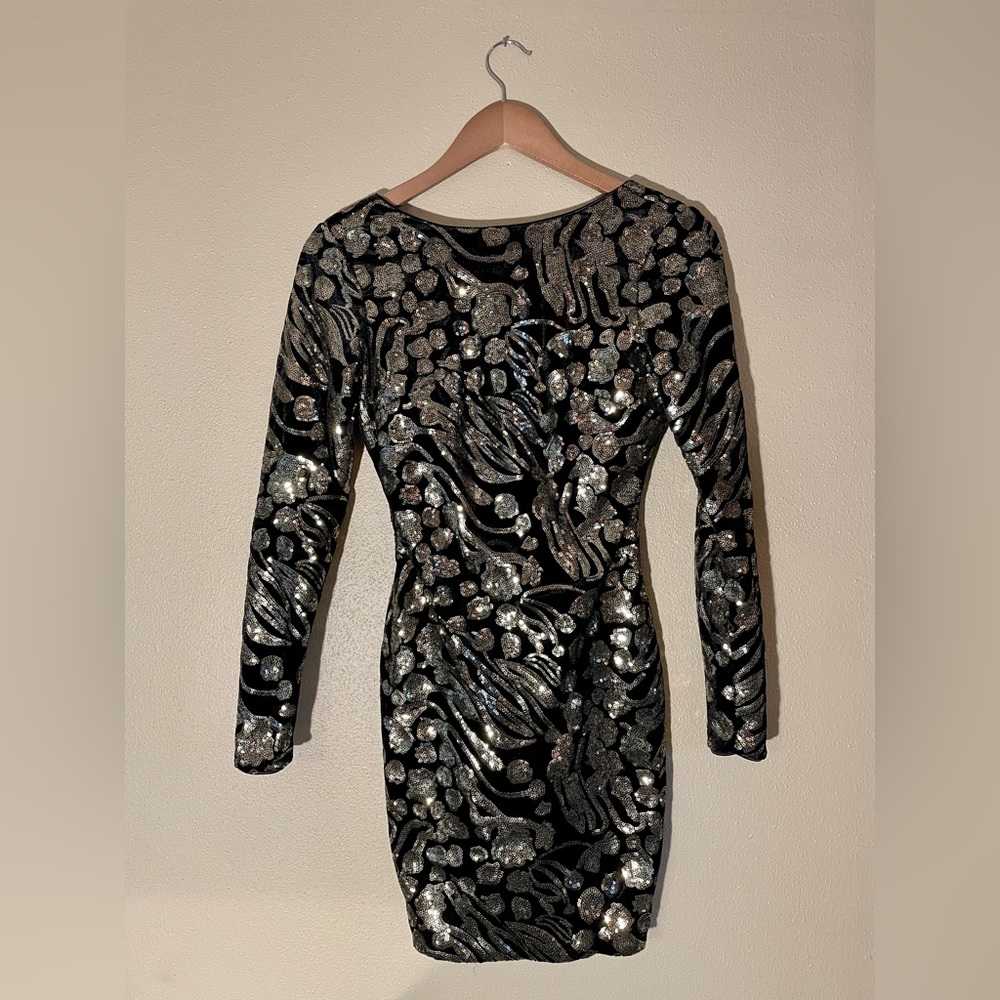 Velvet and Gold Sequin Body Con Dress